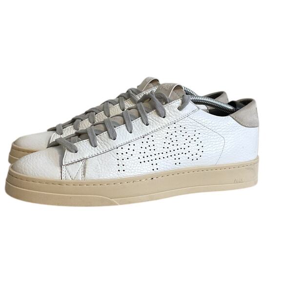 P448 Jack Lace Up Closure Women’s EU 39 US 8 Leather Sneaker White & Gray Italy - Picture 10 of 16